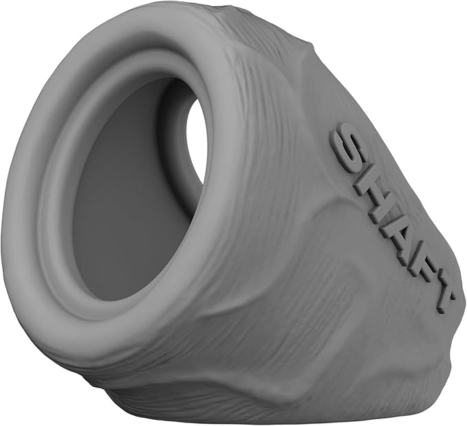 Shaft Liquid Silicone Cock Ring and Ball Stretcher - Model P Short in Gray