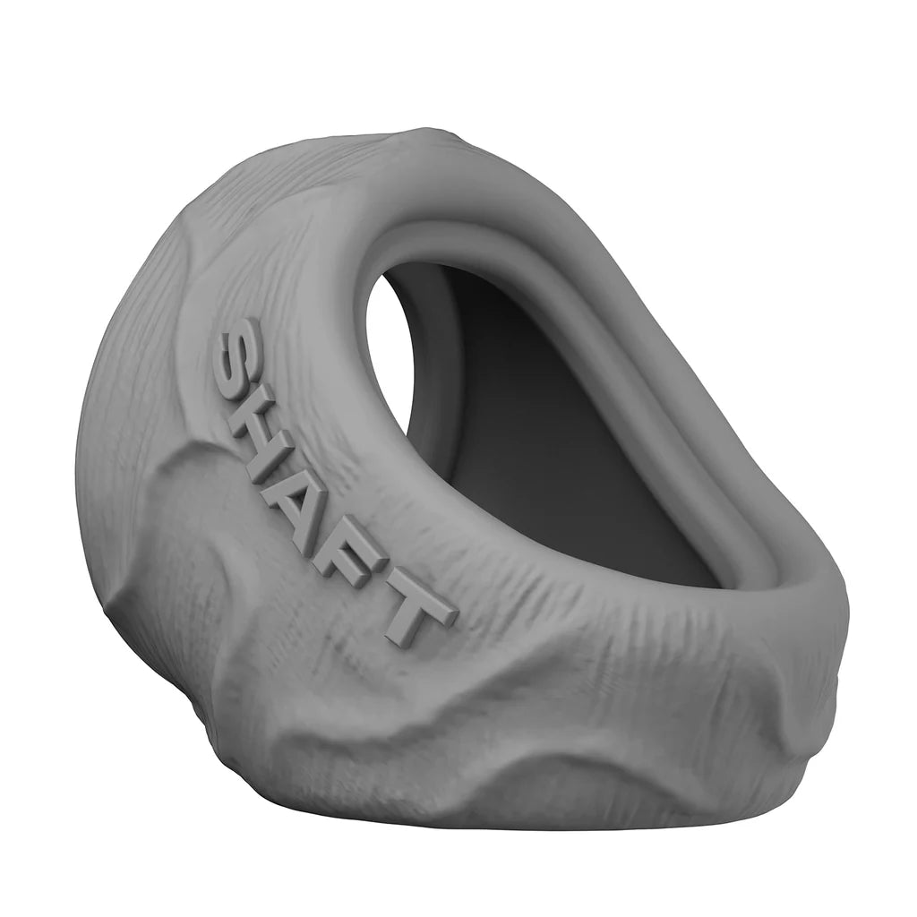 Shaft Liquid Silicone Cock Ring and Ball Stretcher - Model P Short in Gray