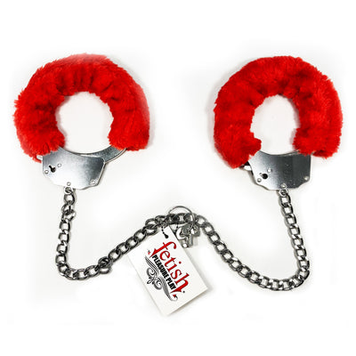 Fetish Pleasure Play Red Furry Ankle Cuffs