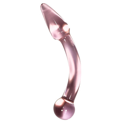 TAPERED TIP CURVED PROSTATE STIMULATING GLASS ANAL WAND