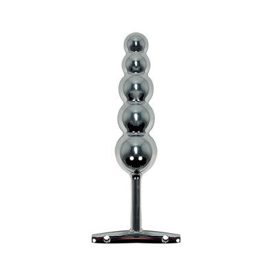 STAINLESS STEEL BEADED ANAL MASSAGING PLUG WITH HANDLE