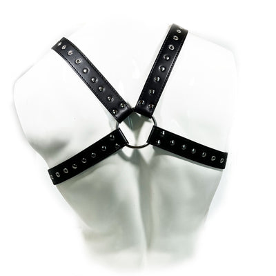 MEN'S BLACK X-STRAP HALF-CHEST BONDAGE HARNESS