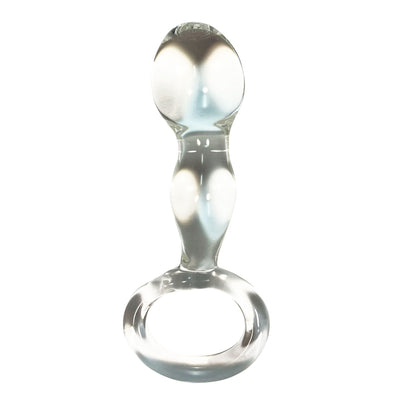 CLEAR GLASS BULBOUS TIPPED PLUG WITH HANDLE