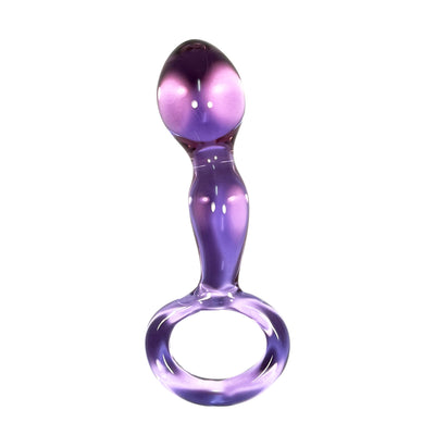VIOLET BLUE GLASS BULBOUS TIPPED PLUG WITH HANDLE