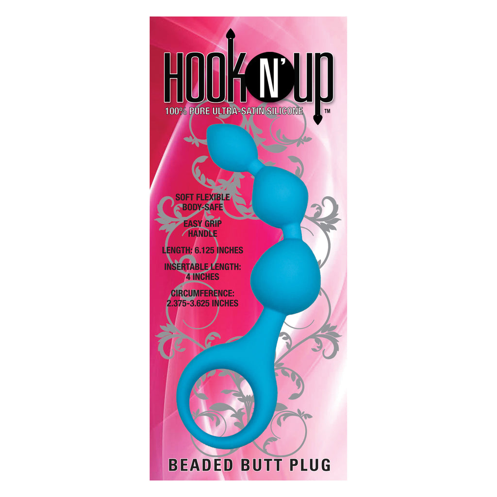Hook N' Up Beaded Butt Plug - Blue