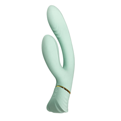 The Omotion Lyra dual action vibrator, vaginal clitoral vibrator, vaginal clitoral massager, clitoral stimulator, silicone, female sex toy
