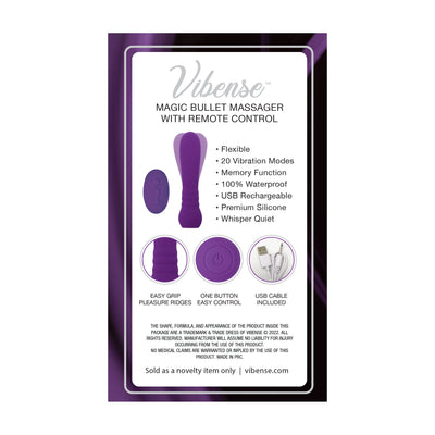 Vibense Magic Bullet Massage Vibrator with Remote in Purple