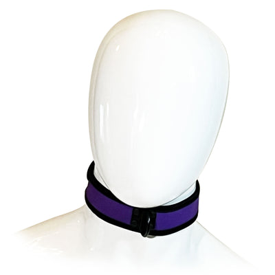 Adjustable Neoprene Collar with D-Ring by Fetish Pleasure Play in Purple