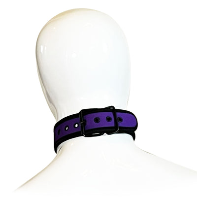 Adjustable Neoprene Collar with D-Ring by Fetish Pleasure Play in Purple