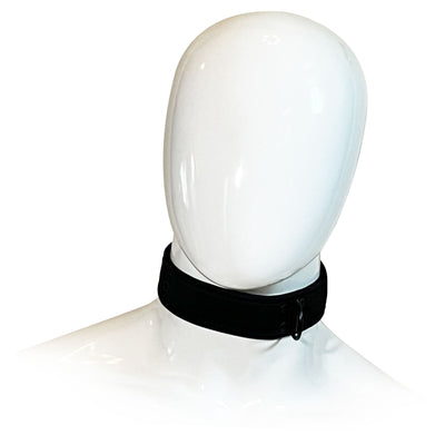 Adjustable Neoprene Collar with D-Ring by Fetish Pleasure Play in Black