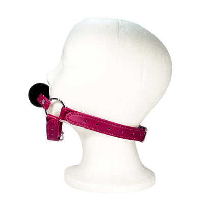 Rubber Ball Gag with Head and Chin Strap by Fetish Pleasure Play Hot Pink