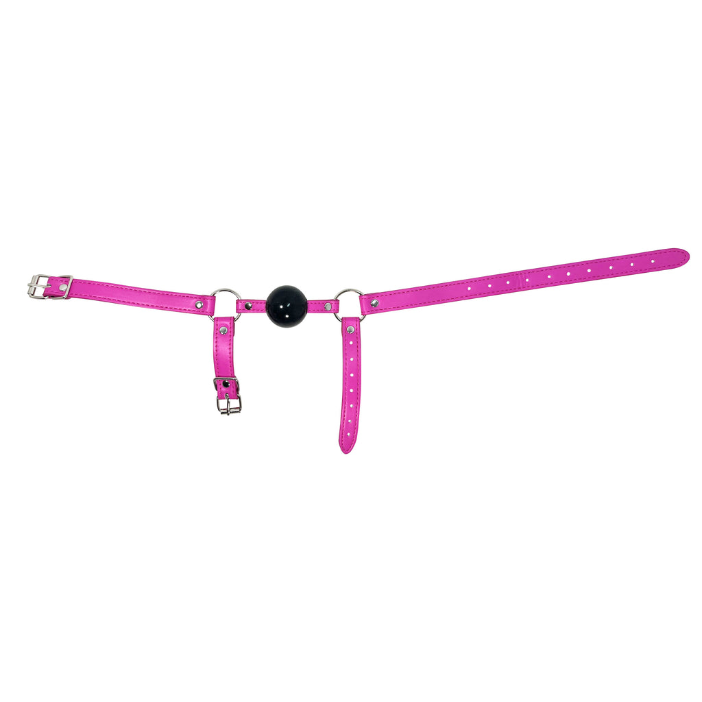 Rubber Ball Gag with Chin Strap by Fetish Pleasure Play in Pink