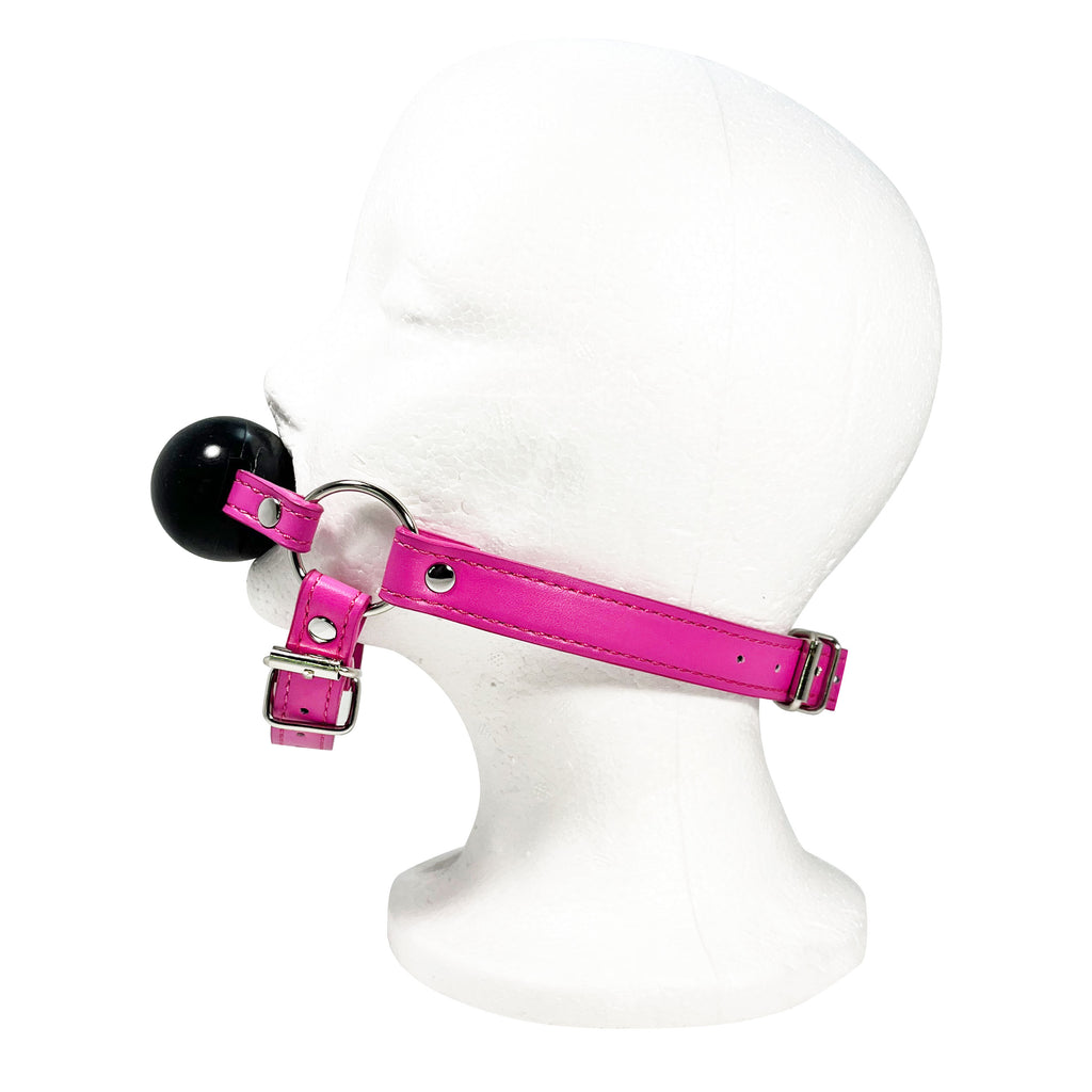 Rubber Ball Gag with Chin Strap by Fetish Pleasure Play in Pink