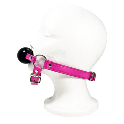 Rubber Ball Gag with Chin Strap by Fetish Pleasure Play in Pink