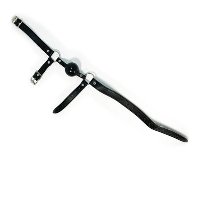 Rubber Ball Gag with Chin Strap by Fetish Pleasure Play in Black