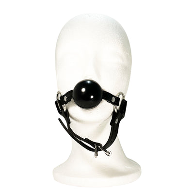 Rubber Ball Gag with Chin Strap by Fetish Pleasure Play in Black