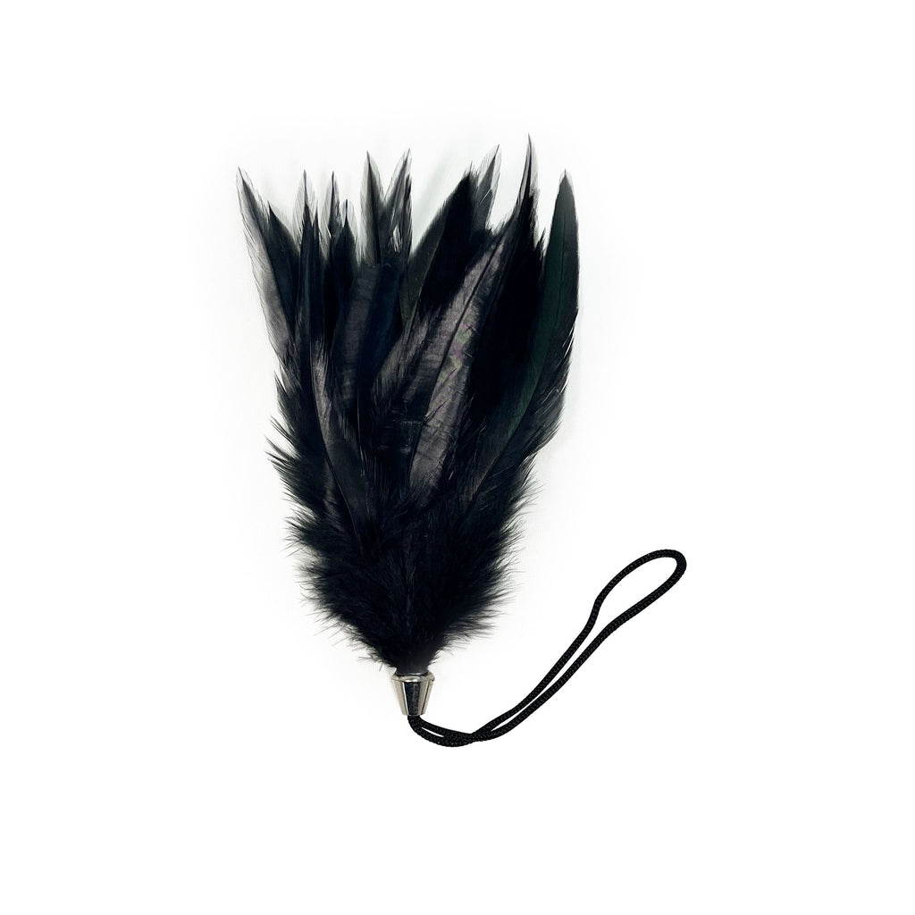 Feather Tickler with Wrist Strap by Fetish Pleasure Play in Black