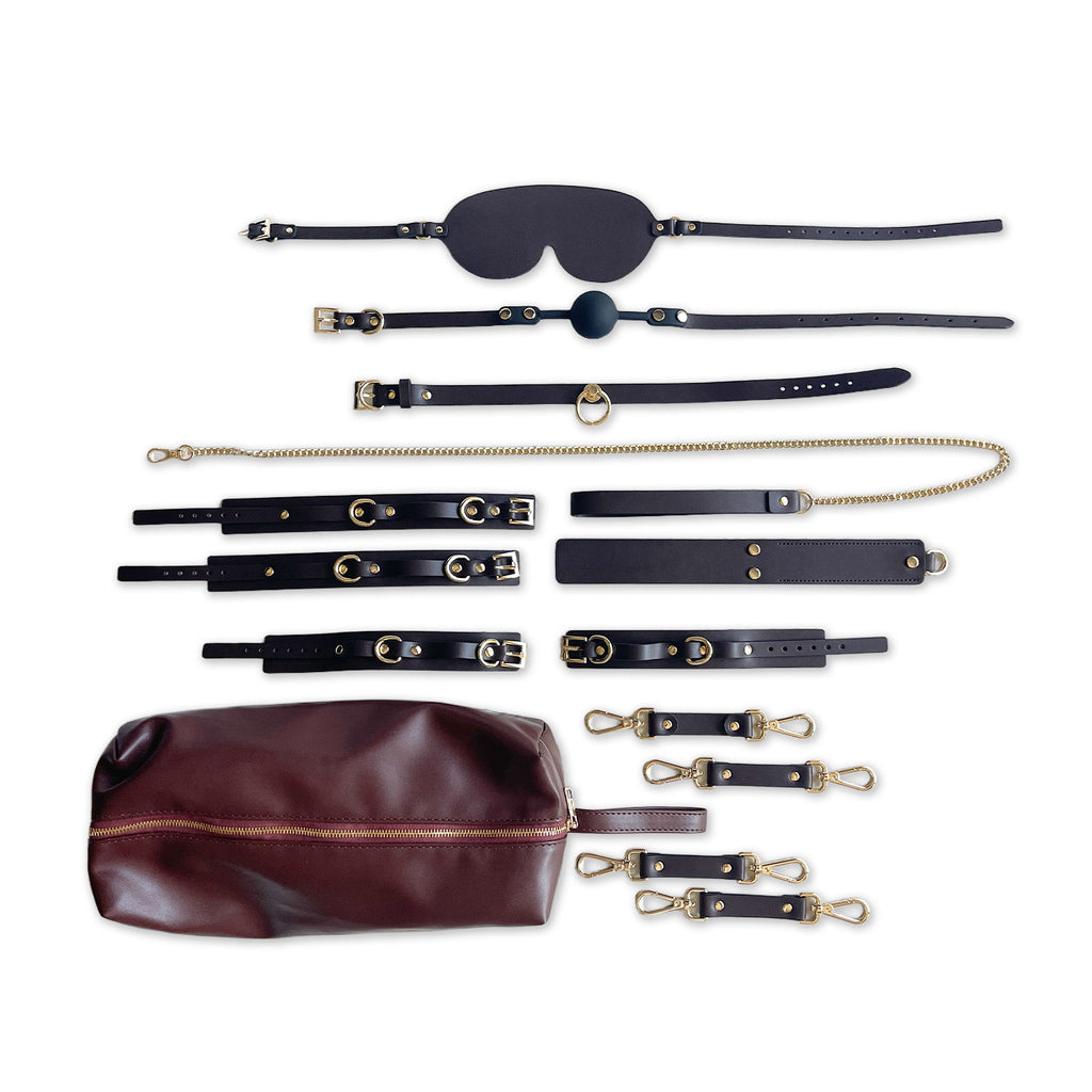 Rich Brown Bondage Kit with Overnight Bag by Fetish Pleasure Play