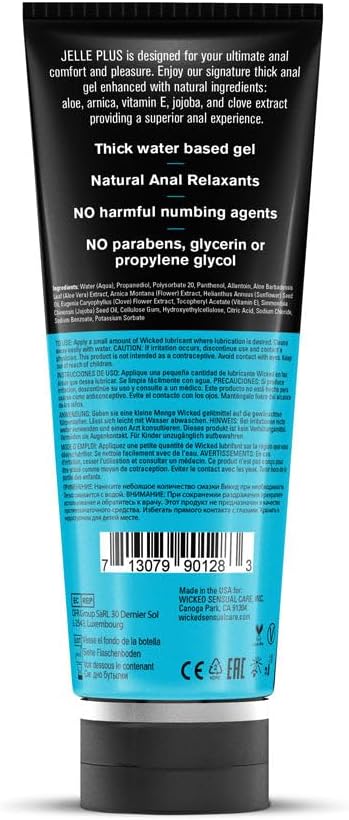 Wicked Jelle Plus Anal Lube with Relaxants 8oz