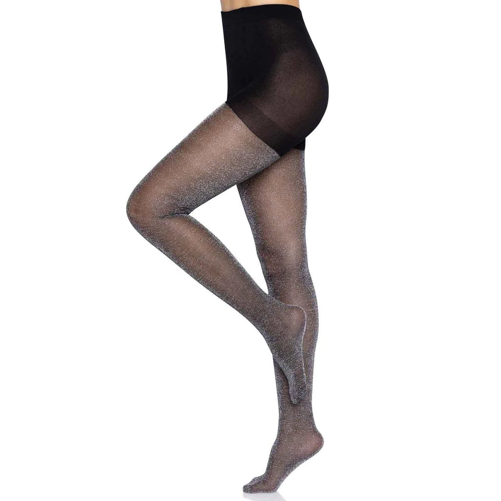 Black and Silver Shimmer Tights One Size