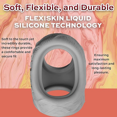 Shaft Liquid Silicone Cock Ring and Ball Stretcher - Model P Short in Gray