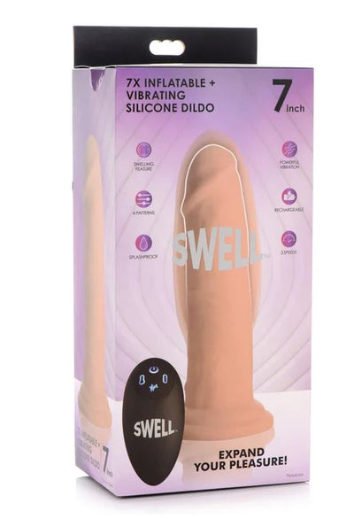 Swell Inflatable & Vibrating 7 Inch Dildo With Suction Cup