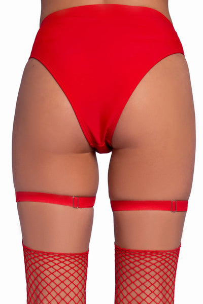Red Double Strap Thigh Garters with Hearts One Size