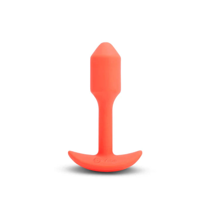 b-Vibe Snug Plug 1 Weighted and Vibrating Silicone Butt Plug - Orange