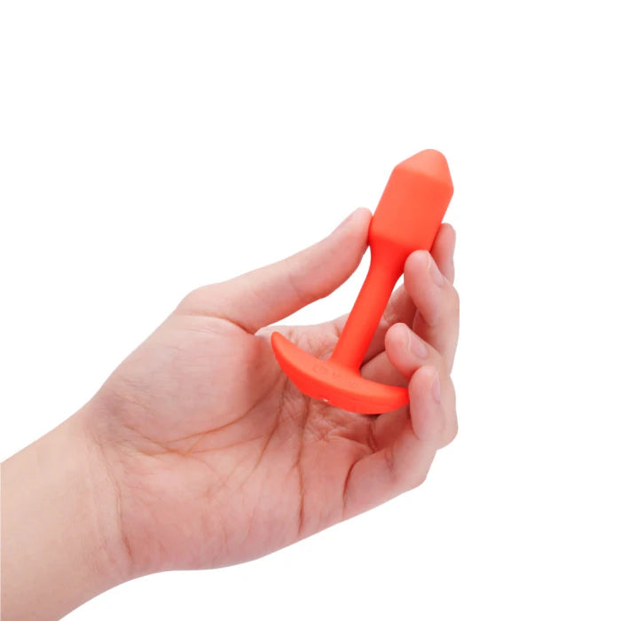 b-Vibe Snug Plug 1 Weighted and Vibrating Silicone Butt Plug - Orange