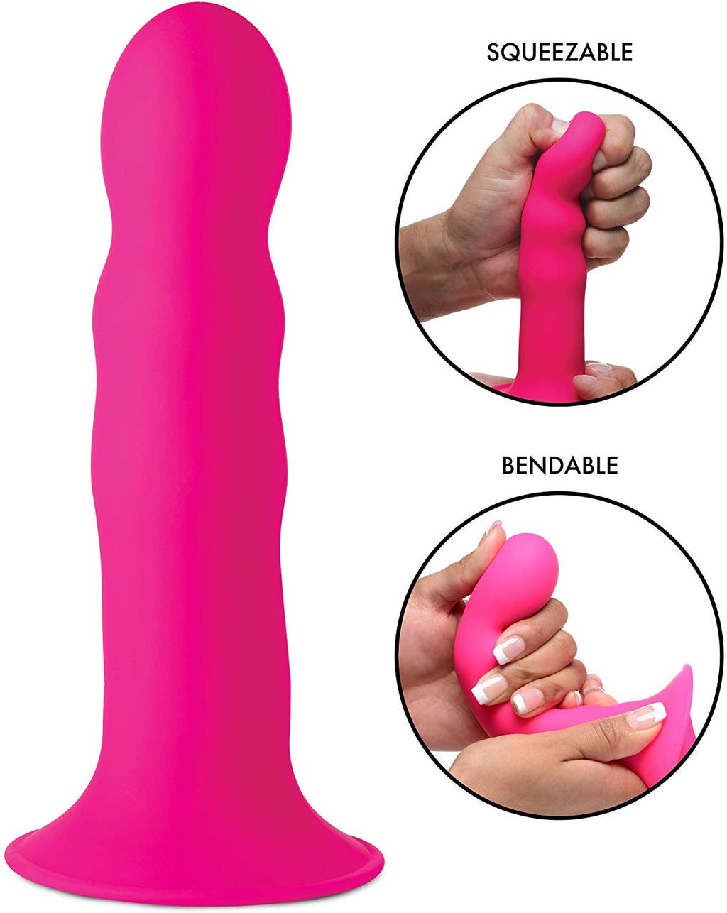 Squeezable Wavy Dildo - Pink