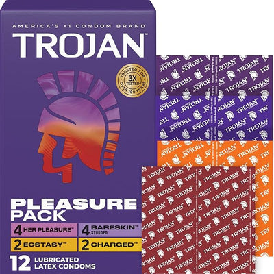 Trojan Condom Pleasure Pack - 12 Condoms