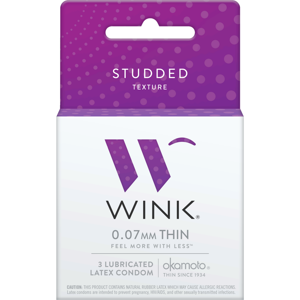 Wink Studded Lubricated Latex Condoms 3 Pack