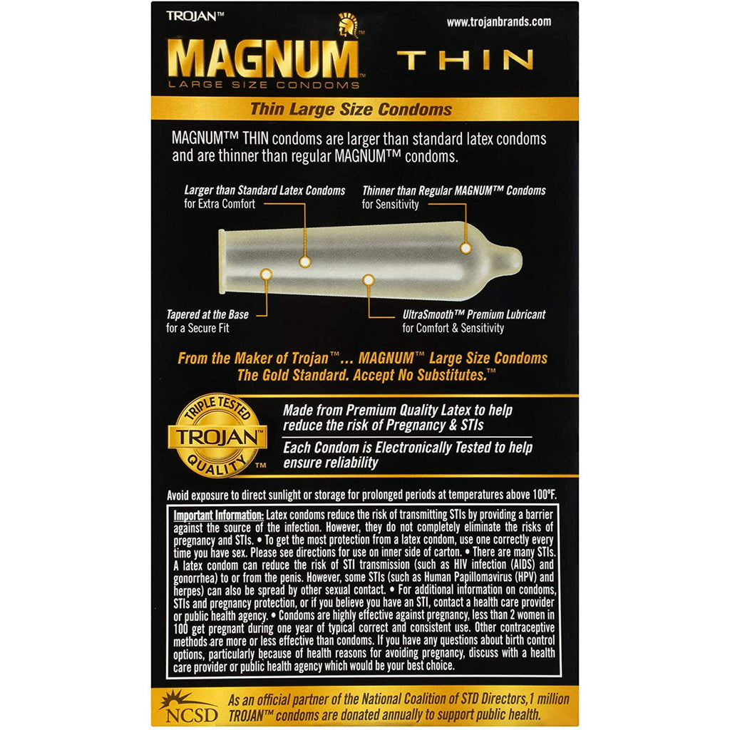 Trojan Magnum Thin Lubricated Condoms - 12 pk