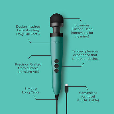 Doxy 3 USB-C Wand Massager, Turquoise