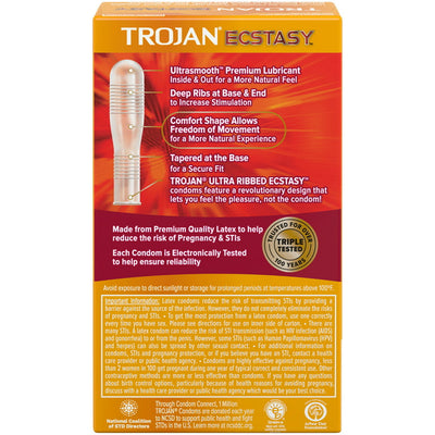 Trojan Ecstasy Lubricated Latex Condoms - 10 pk