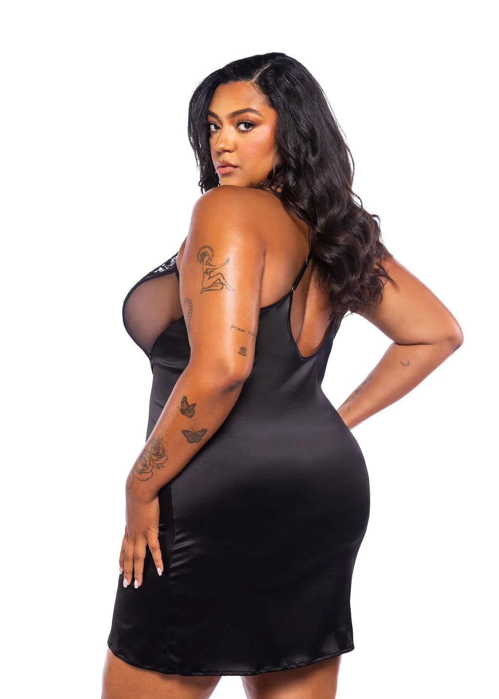 Dark Romance Chemise, Black/Purple, Queen O/S