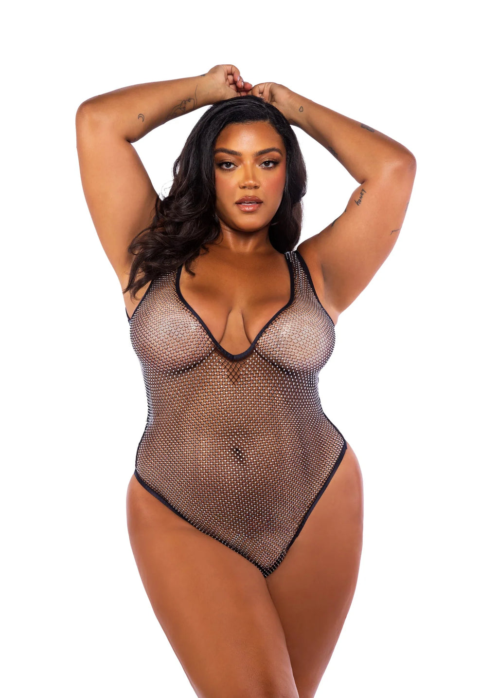 Think Sparkle Rhinestone Teddy, Black, Queen O/S