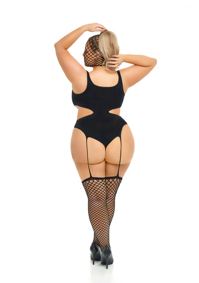 Sin N Chill Bodystocking with Mask, Black, Queen O/S