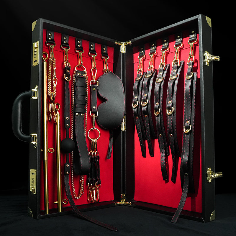Black Leather Executive Case Bondage Set by Fetish Pleasure Play