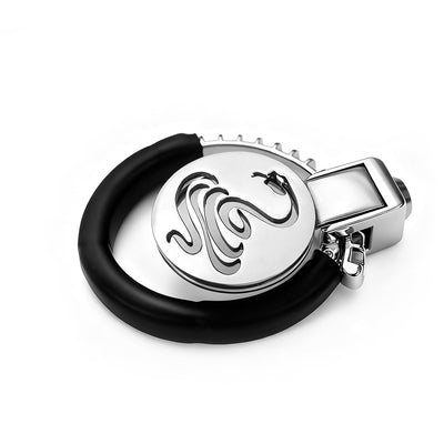 Cobra Flat Chastity Cage with Handcuff-Style Locking Ring by Metal Pleasure Play