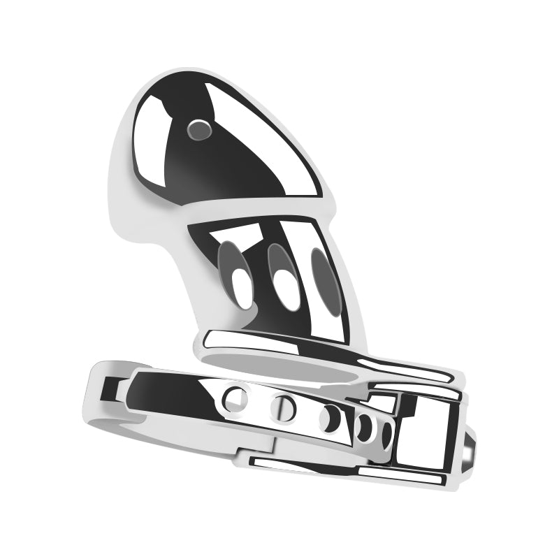 Silver Knight Adjustable Ring Metal Chastity Cage Cock Cage 2.95