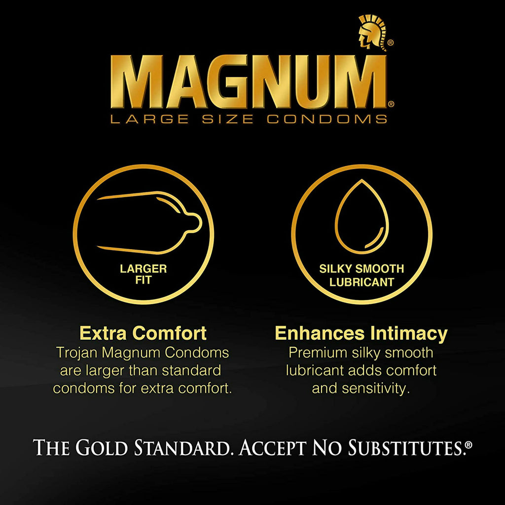 Trojan Lubricated Magnum Condom - 12 pk