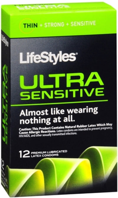 LifeStyles Ultra Sensitive Lubricated Latex Condoms - 12 pk