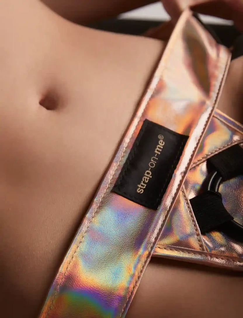 Curious Strap-On Harness in Holographic Rose Gold by Strap-On-Me - One Size