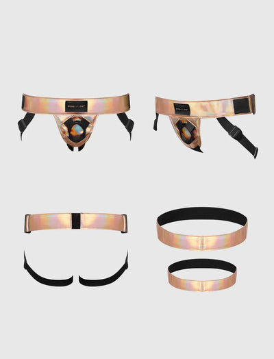 Curious Strap-On Harness in Holographic Rose Gold by Strap-On-Me - One Size