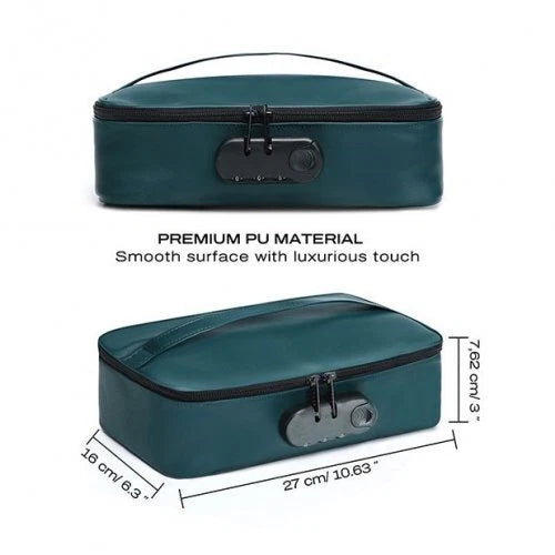Luxe Discreet Vegan Leather Lockable Toy Storage Box by Dorcel in Green