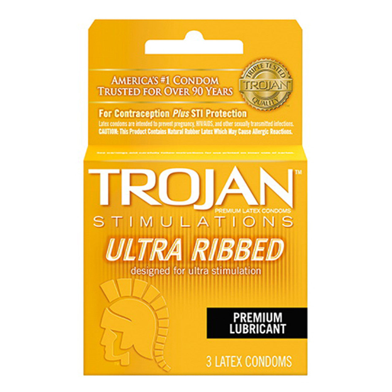 Trojan Ultra Ribbed Lubricated Latex Condoms - 3 pk | Castle Megastore