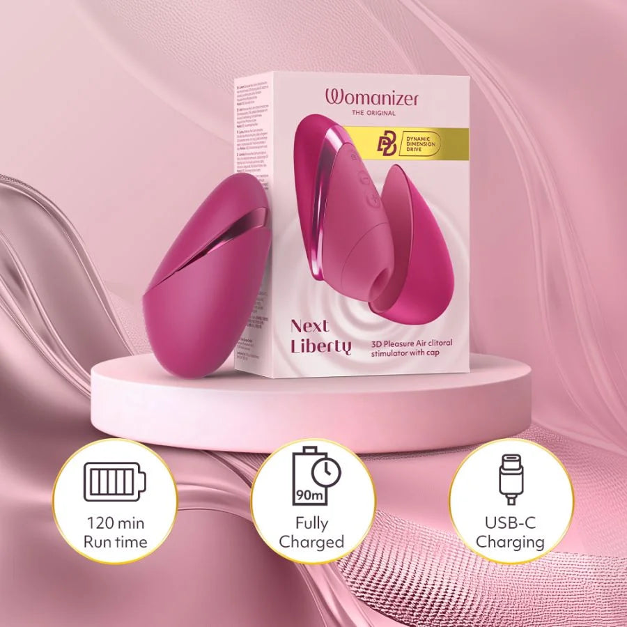 Womanizer Next Liberty Compact Clitoral Stimulator in Vibrant Pink