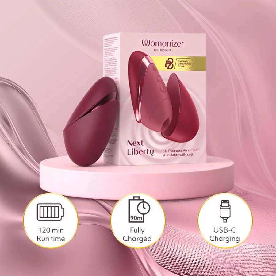 Womanizer Next Liberty Compact Clitoral Stimulator in Bordeaux