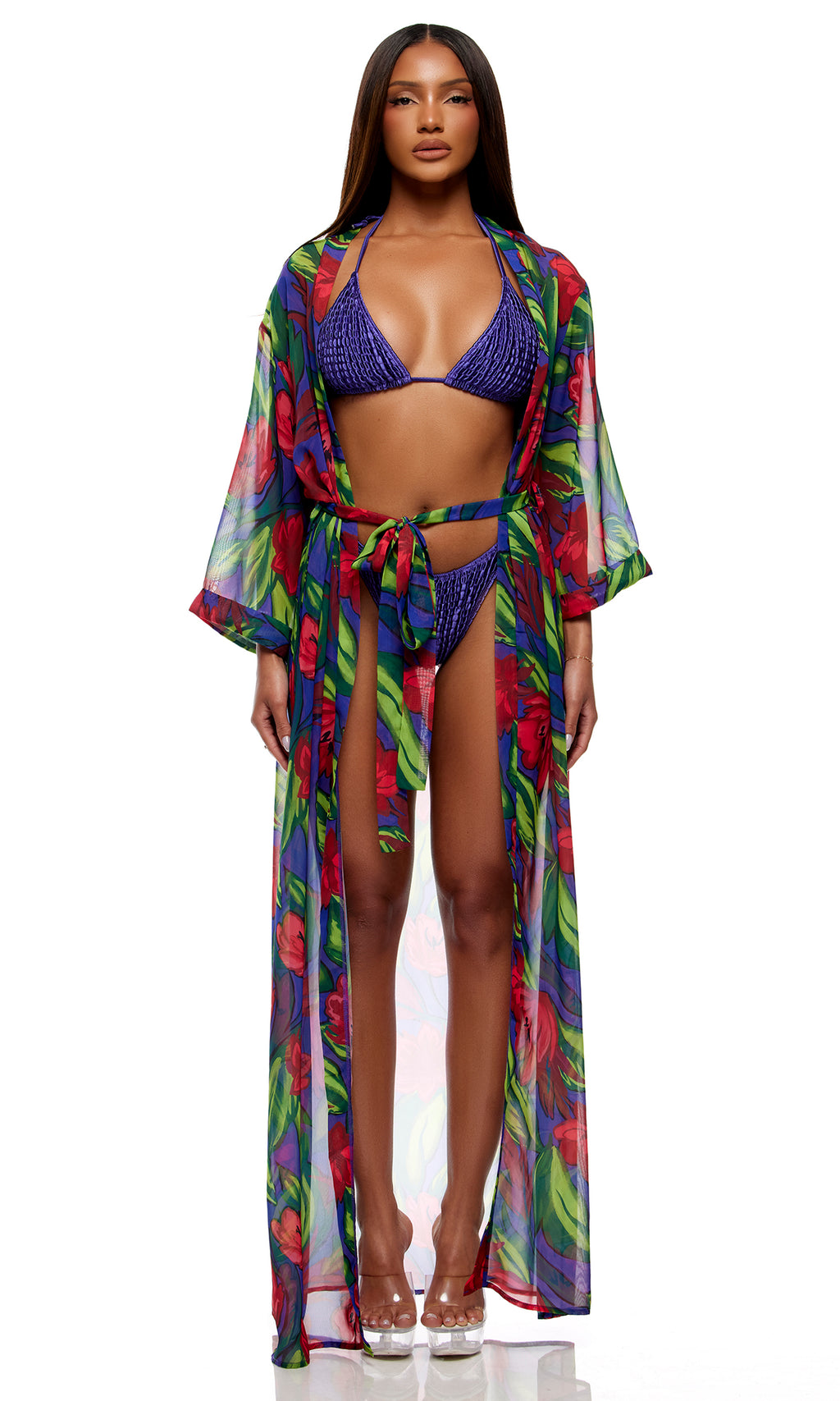 Jungle Print Chiffon Kimono in Tropical Multi